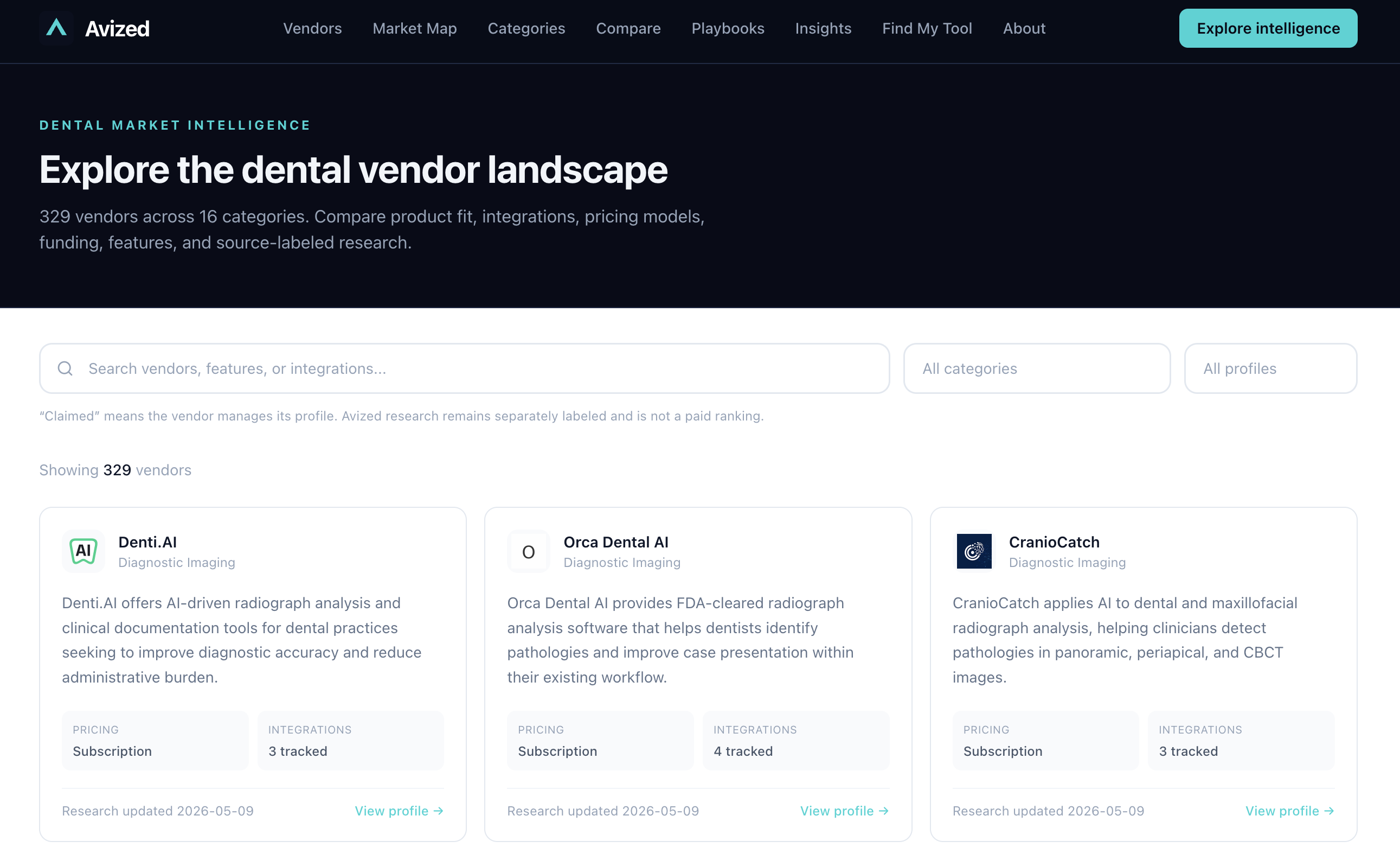Avized Test Vendor screenshot